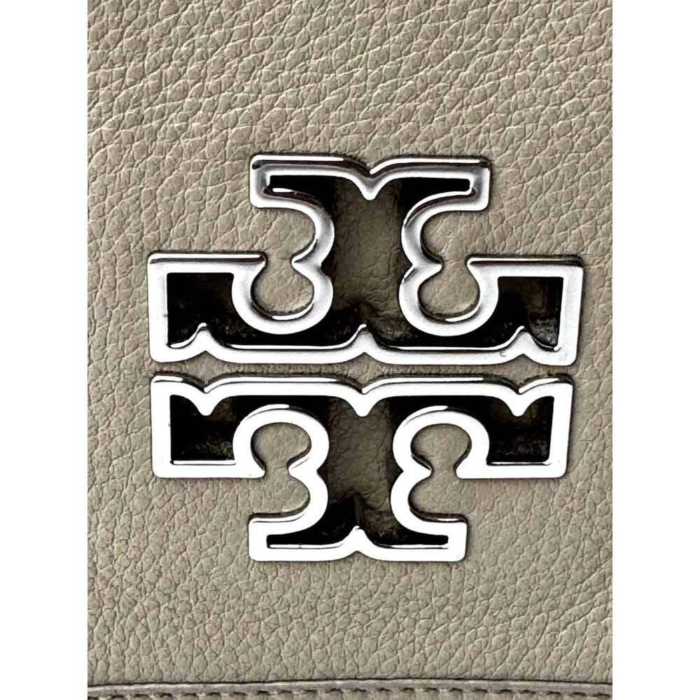 Tory Burch Britten French Grey Pebbled Leather Convertible Crossbody Bag - Picture 9 of 16